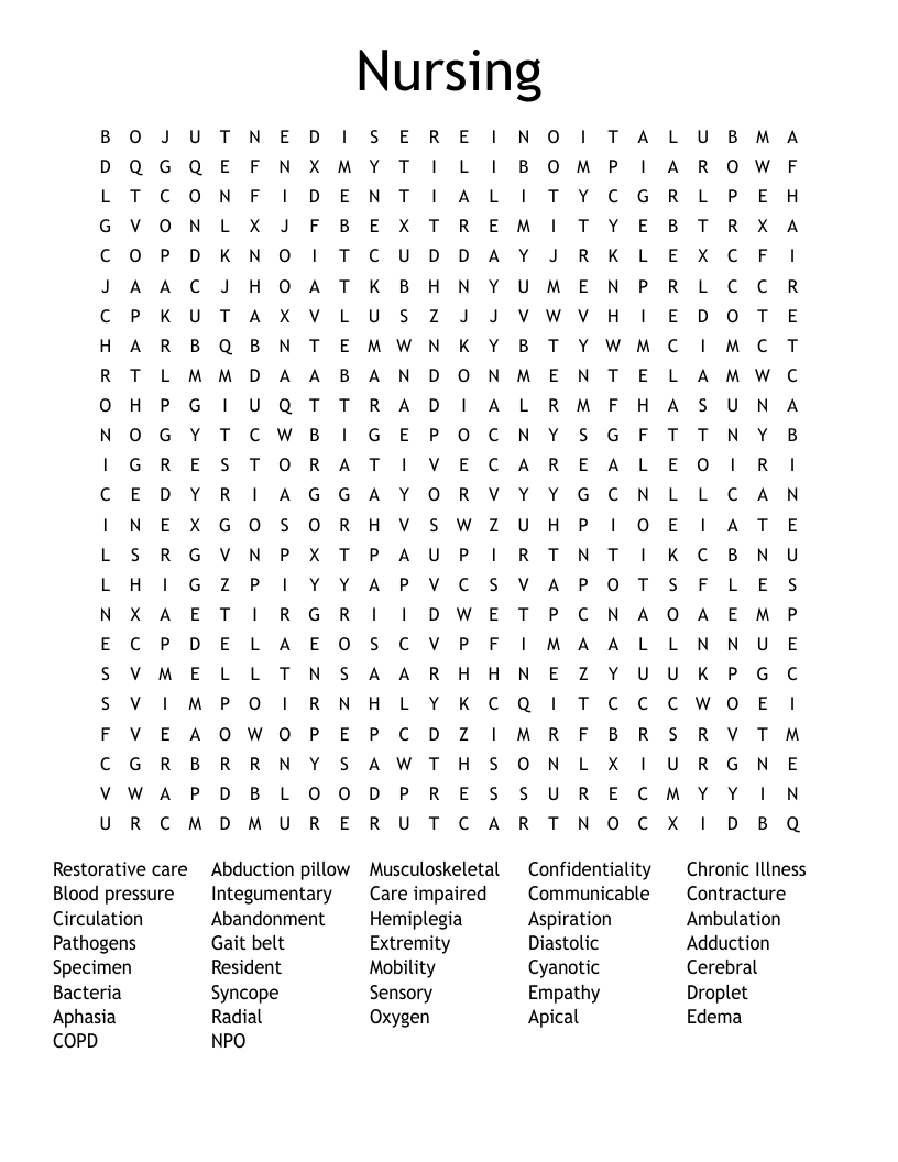 Nursing Word Search
