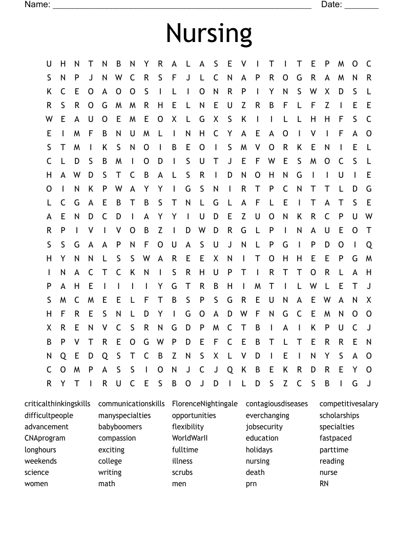 Nursing Word Search
