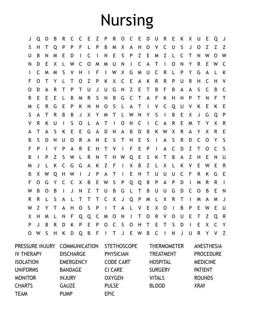 Nursing Word Search