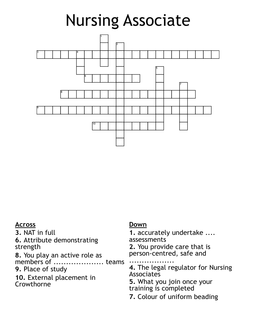 Nursing Associate Crossword