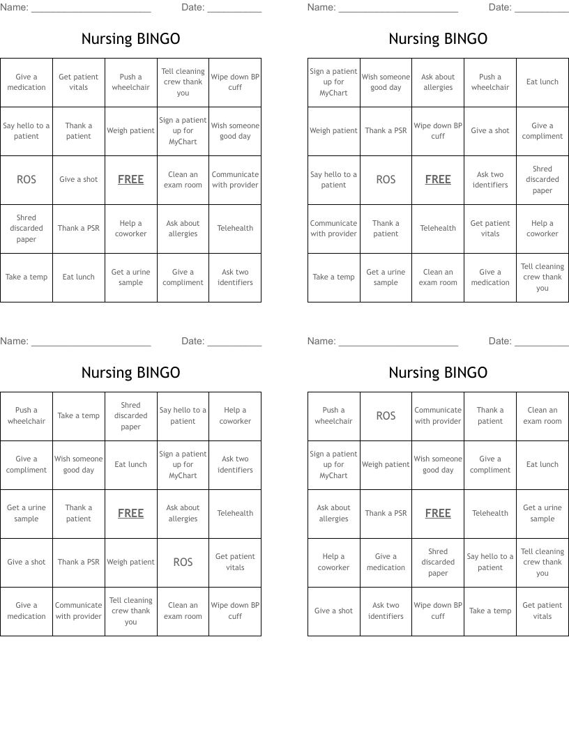 Nursing BINGO