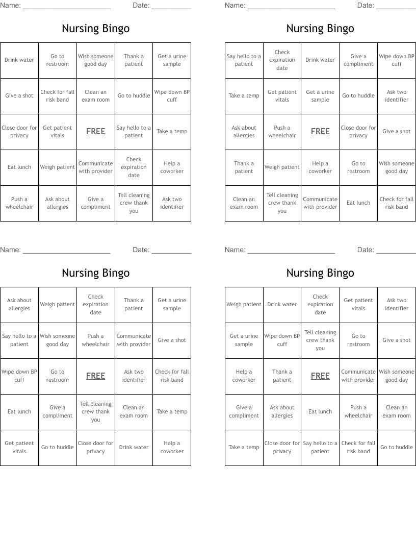 Nursing Bingo