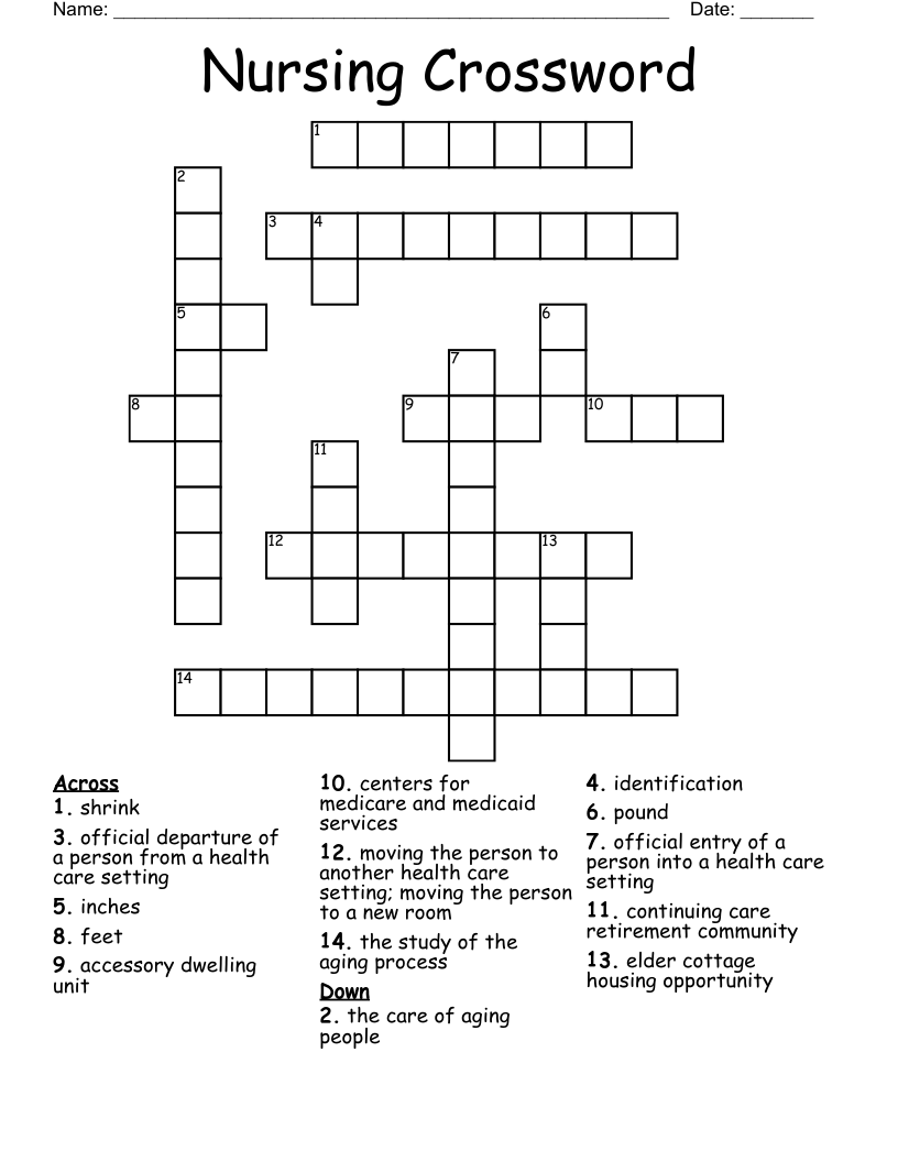 Nursing Crossword