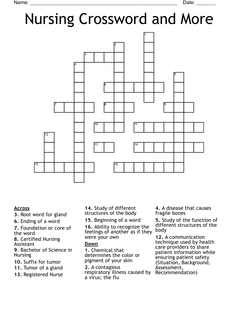 Nursing Crossword and More