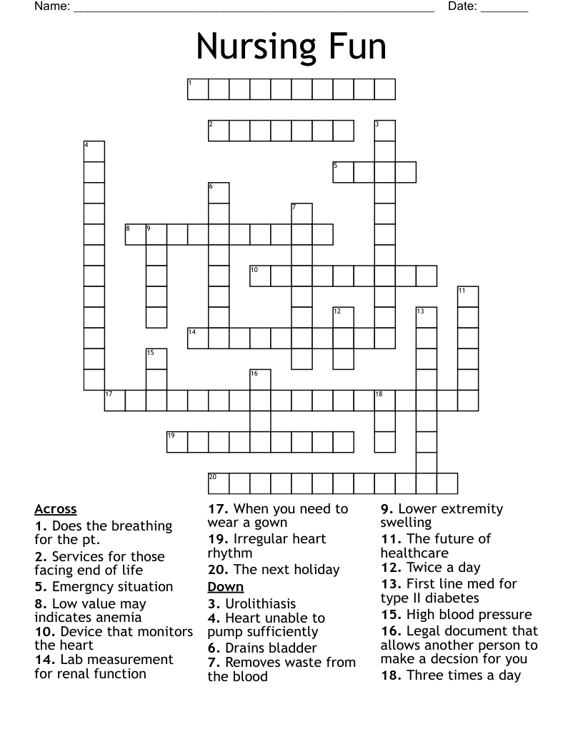 Nursing Fun Crossword