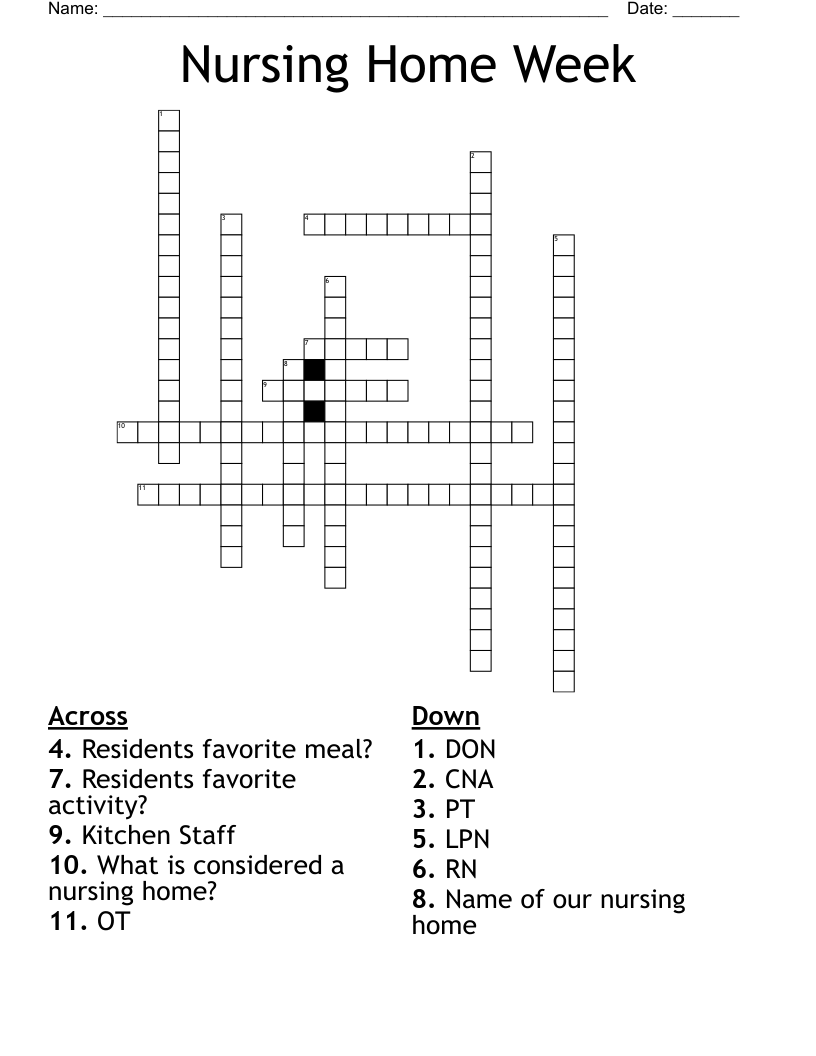Nursing Home Week  Crossword