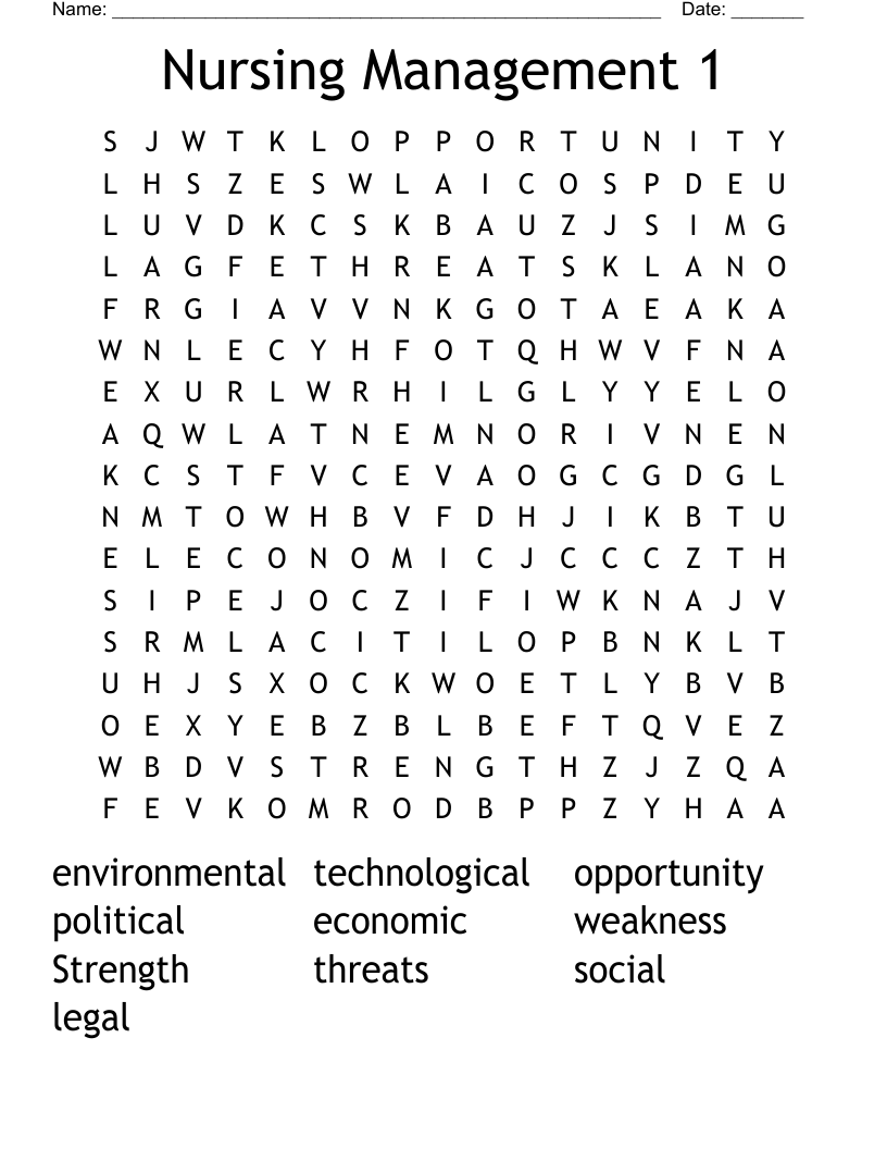 Nursing Management 1 Word Search
