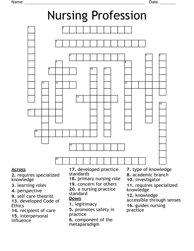 Nursing Profession Crossword