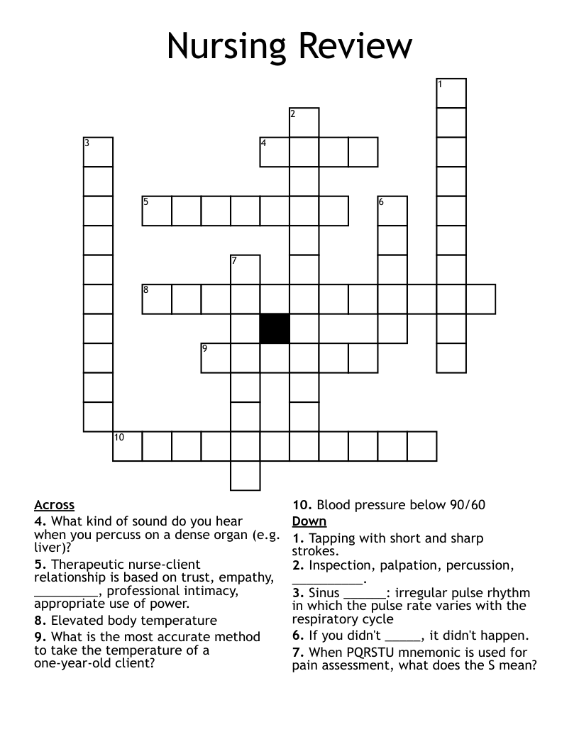 Nursing Review Crossword