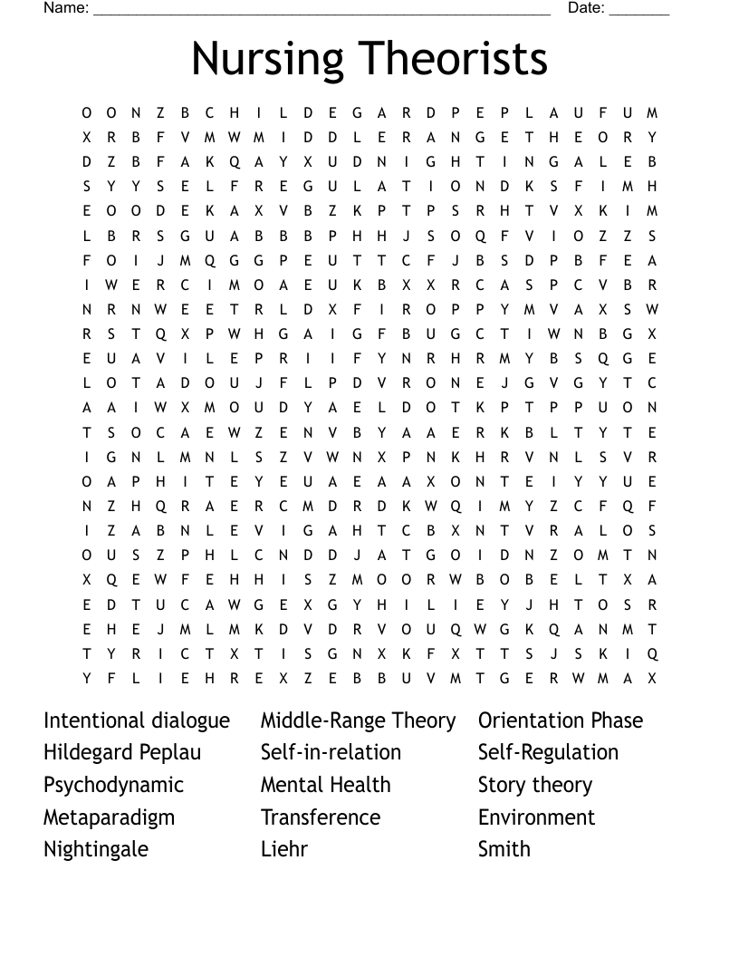 Nursing Theorists Word Search