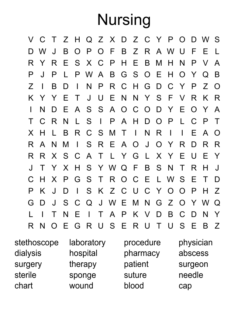 Nursing  Word Search