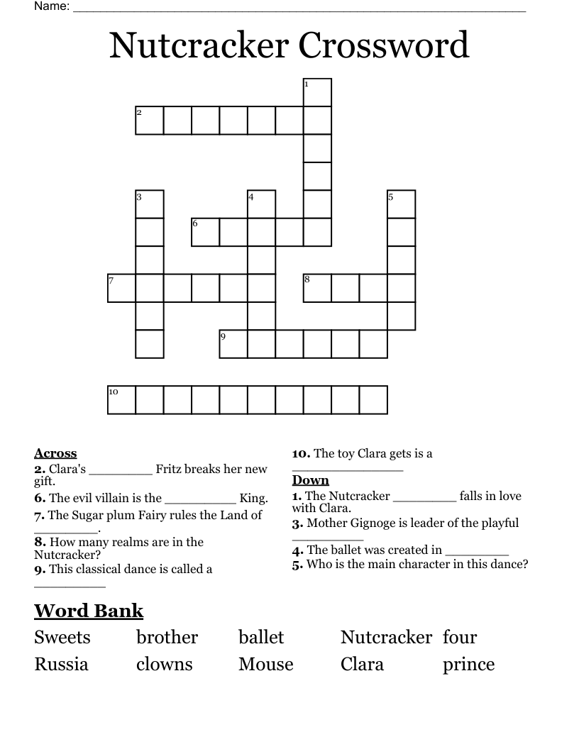 Nutcracker Crossword