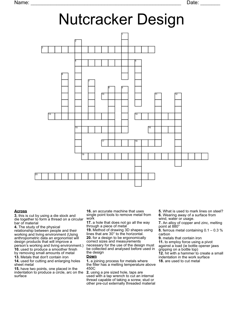 Nutcracker Design Crossword