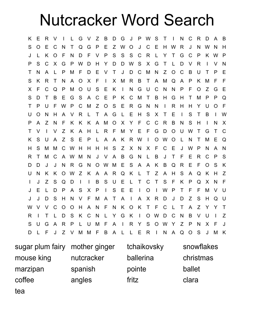 Nutcracker Word Search