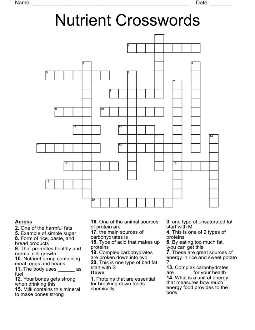 Nutrient Crosswords 