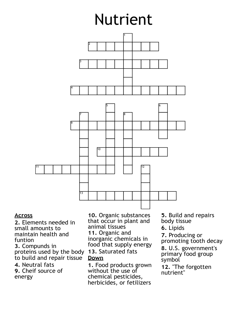 Nutrient  Crossword