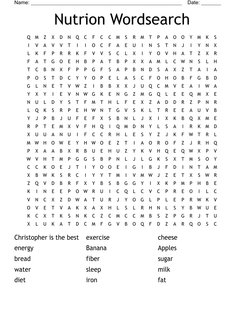 Nutrion Wordsearch