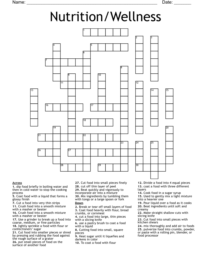 Nutrition/Wellness Crossword
