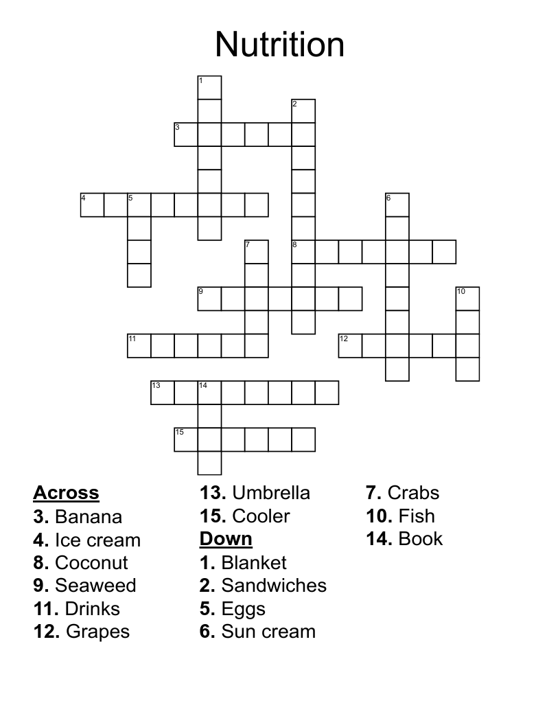 Nutrition Crossword