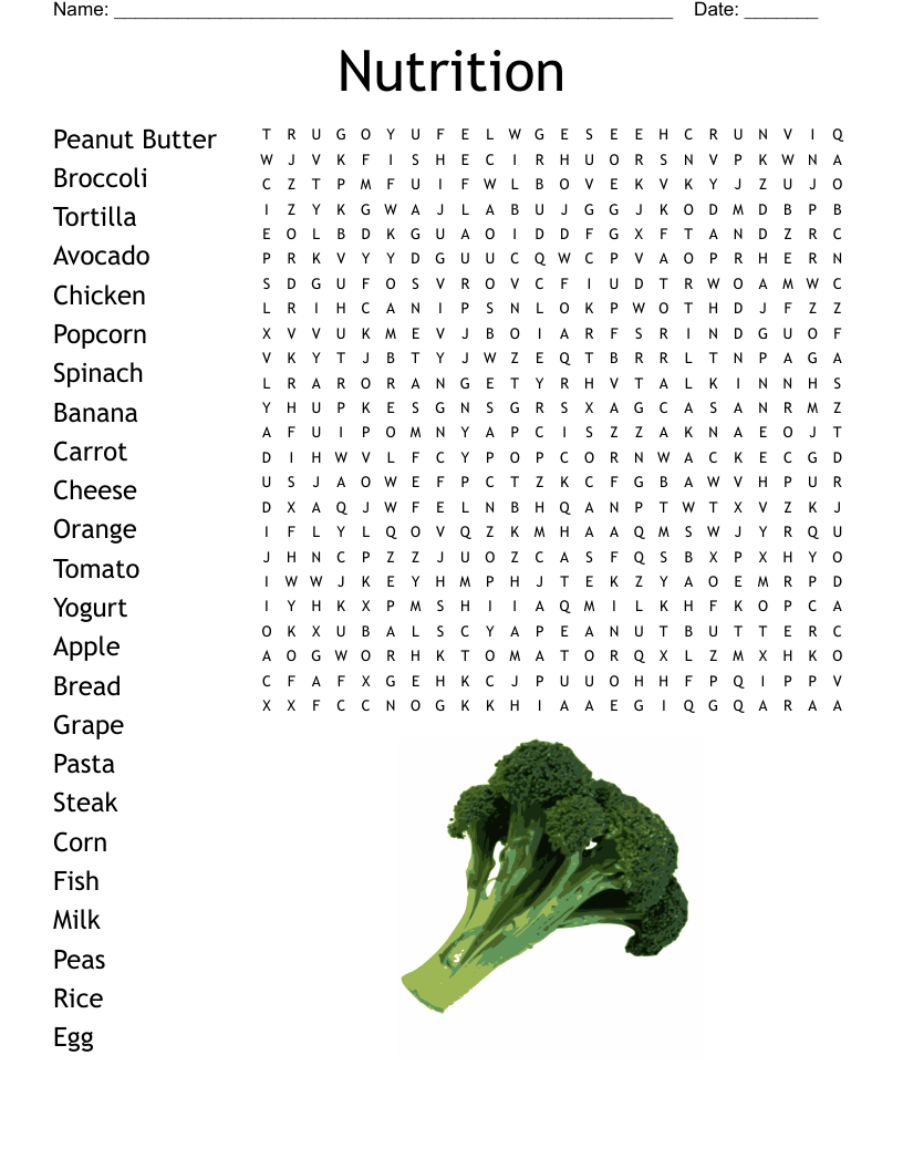 Nutrition Word Search