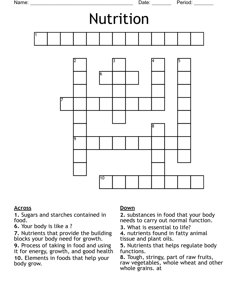 Nutrition Crossword