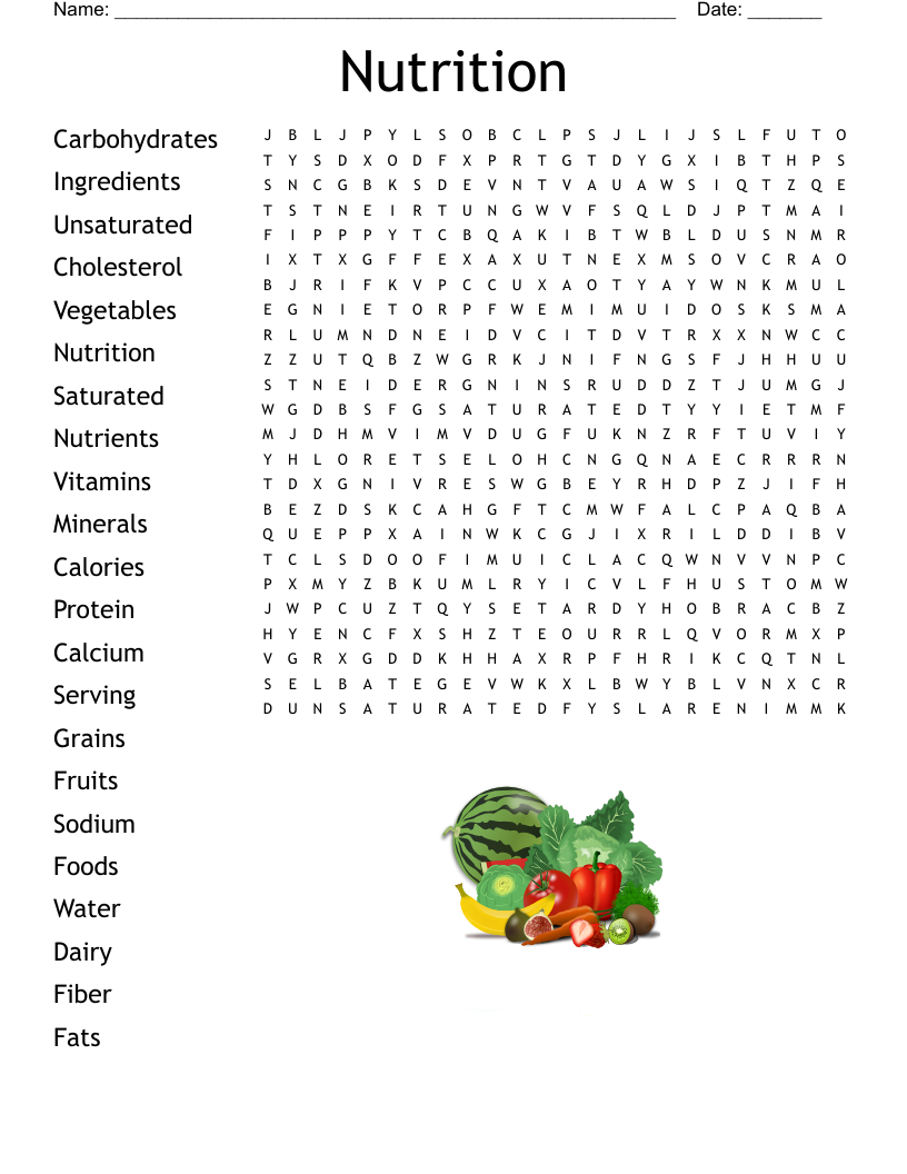 Nutrition Word Search