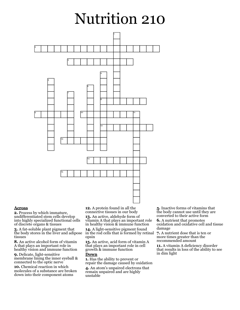 Nutrition 210 Crossword