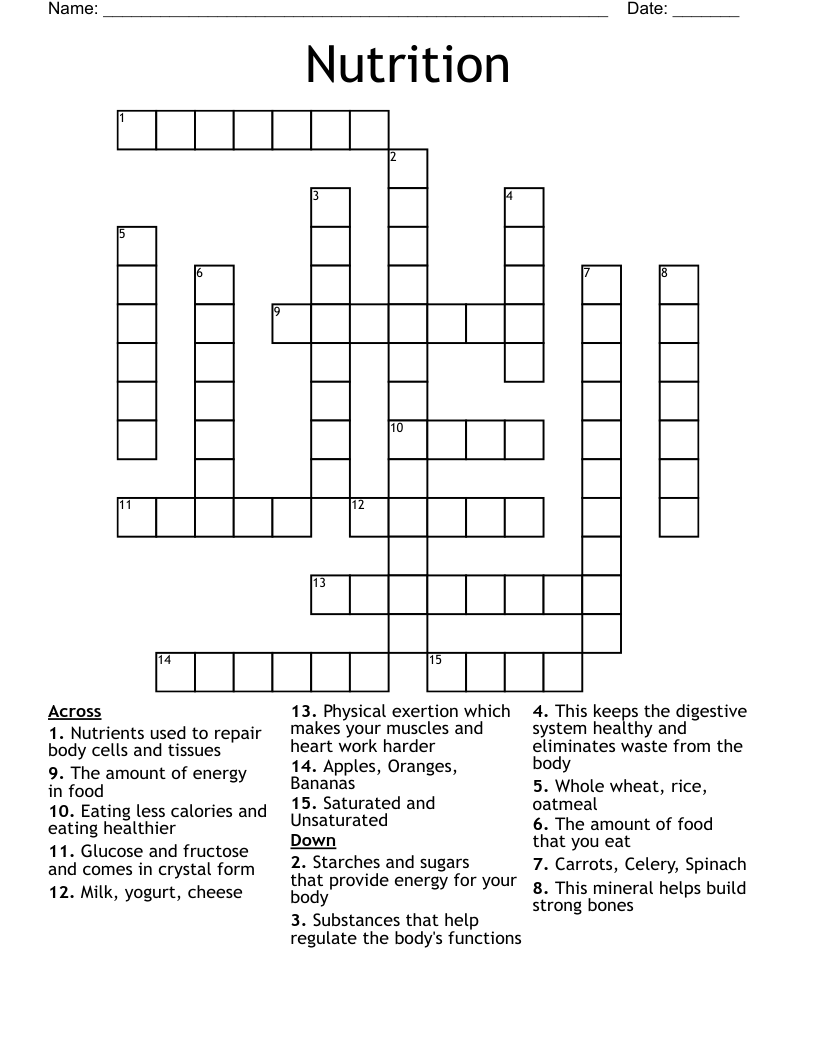 Nutrition Crossword