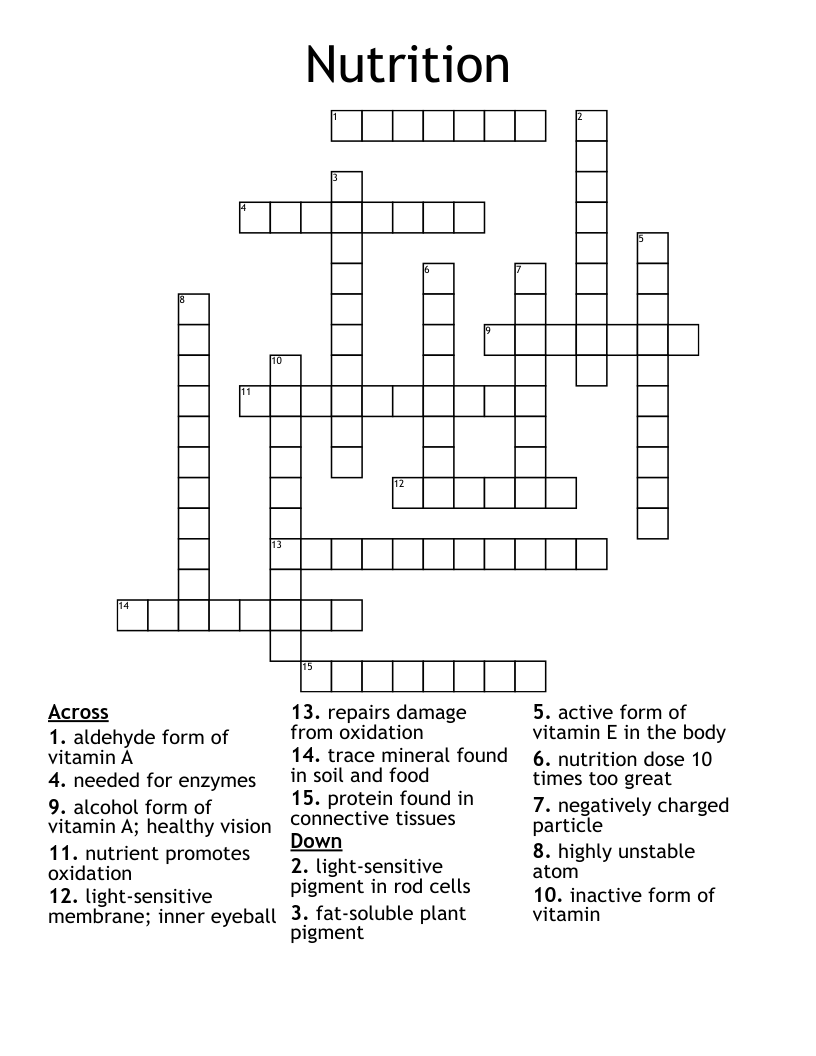 Nutrition Crossword