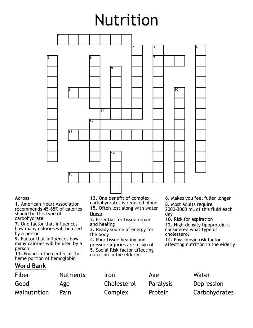 Nutrition Crossword