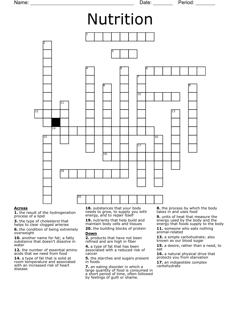 Nutrition Crossword