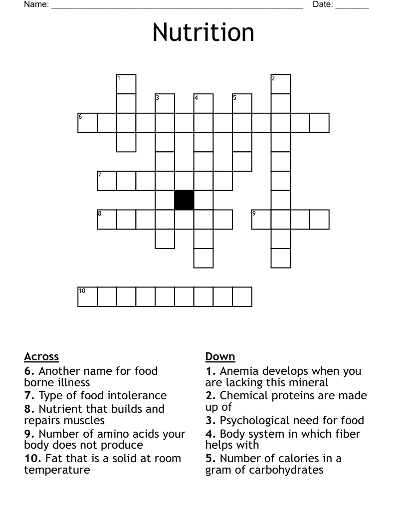 Nutrition Crossword