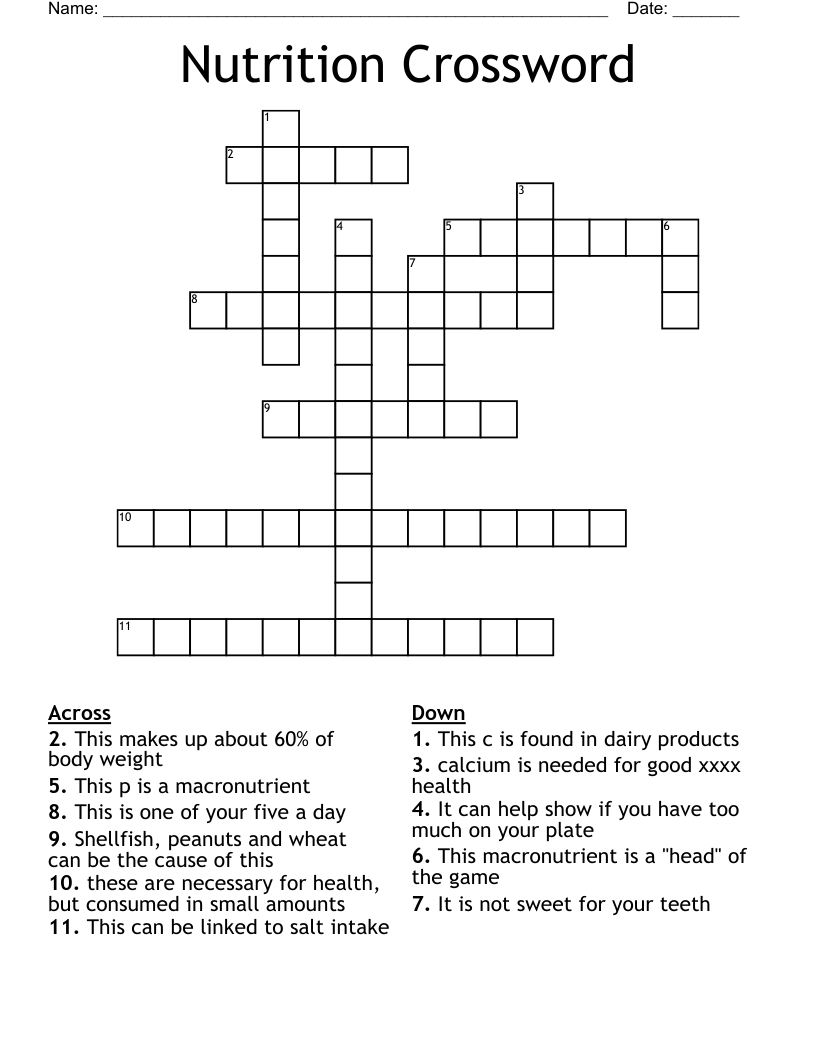 Nutrition Crossword
