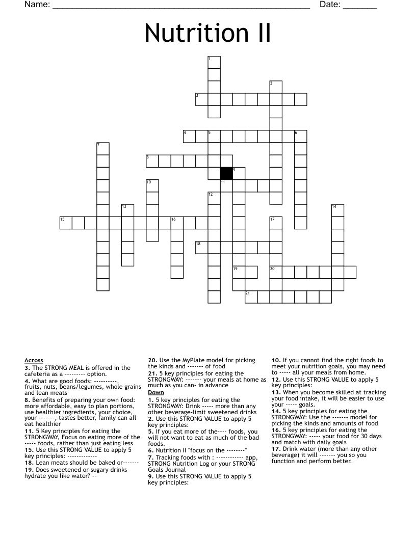 Nutrition II Crossword