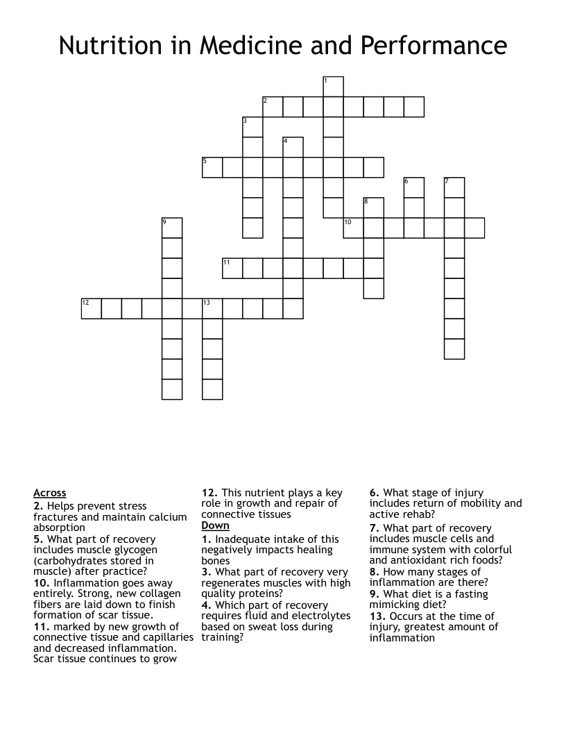 Nutrition in Medicine and Performance Crossword