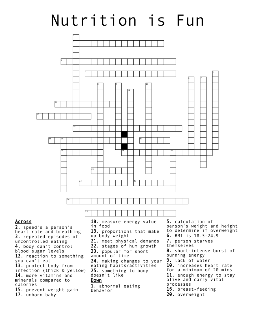 Nutrition is Fun Crossword