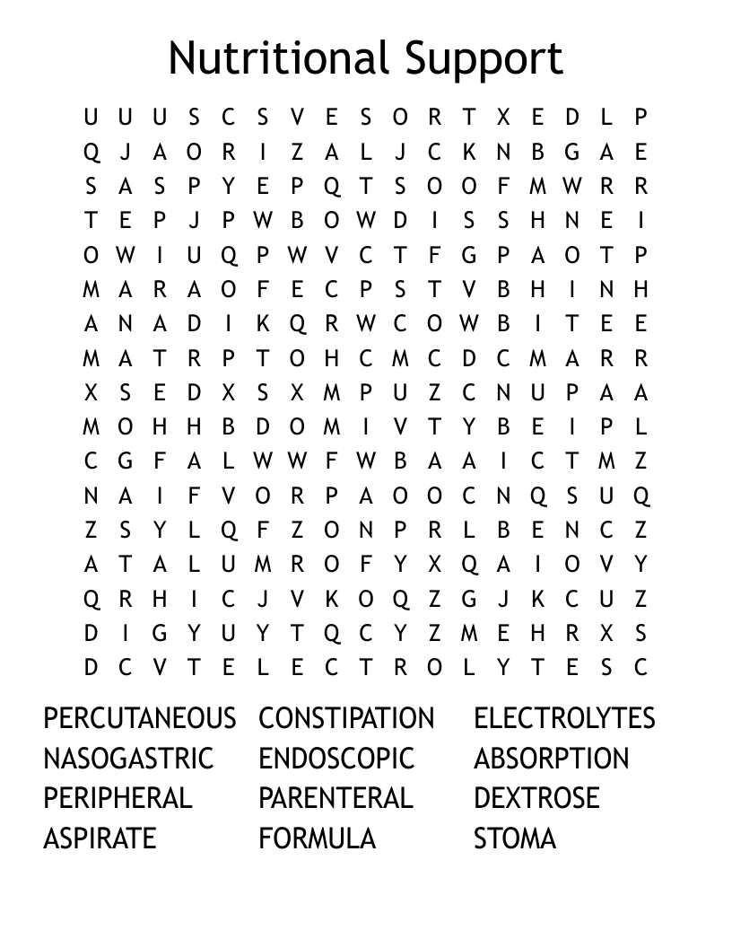 Nutritional Support Word Search