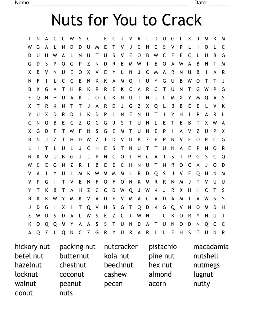 Nuts for You to Crack Word Search