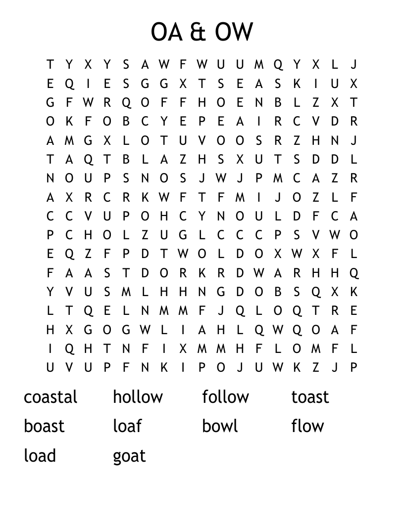 OA & OW Word Search