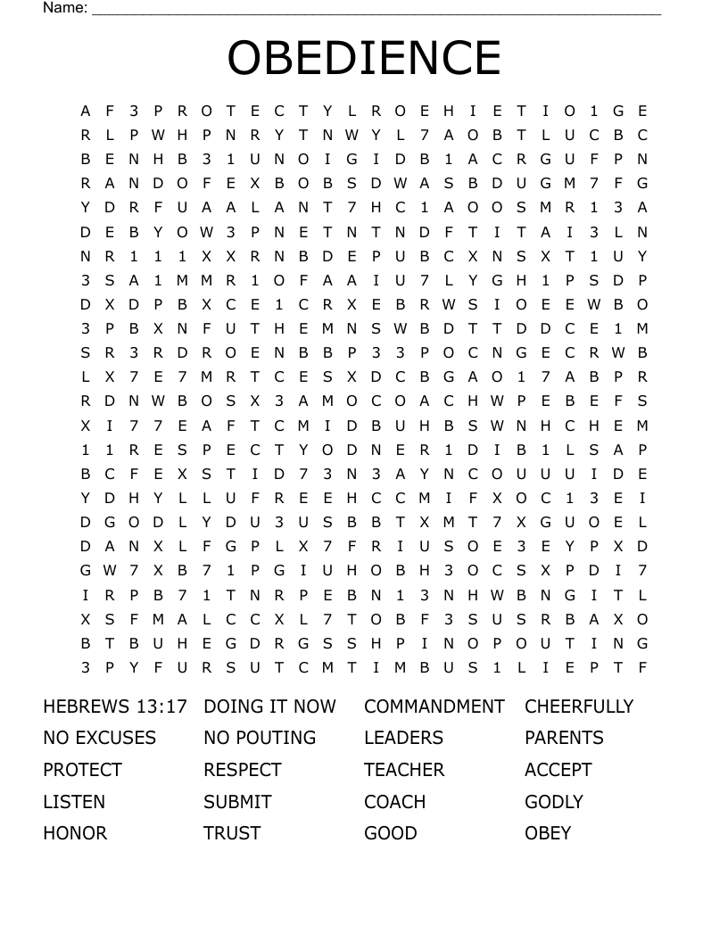 OBEDIENCE Word Search