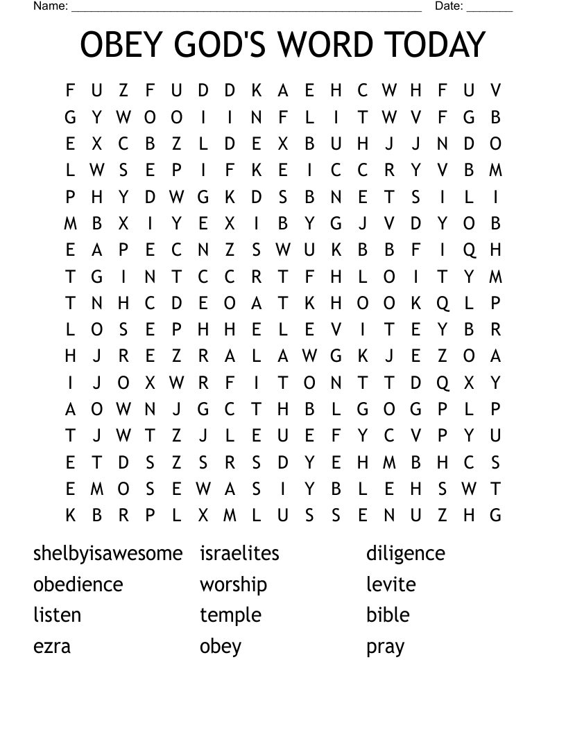 OBEY GOD'S WORD TODAY Word Search