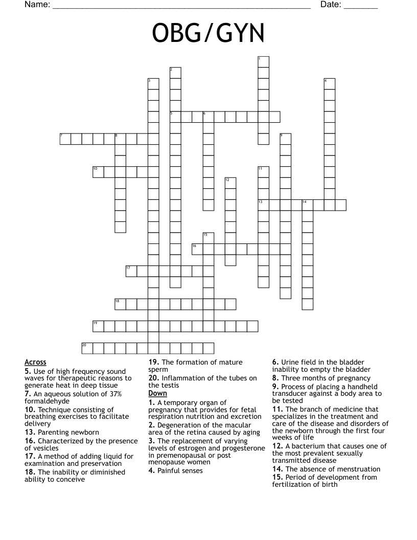 OBG/GYN Crossword