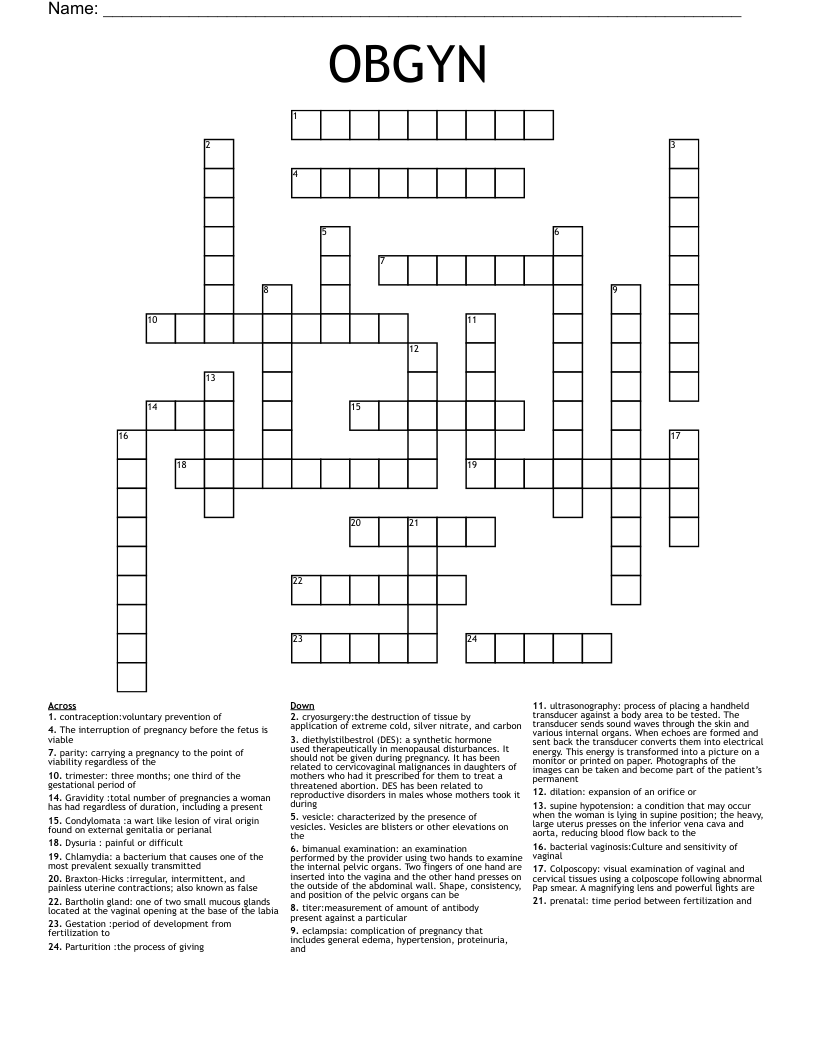 OBGYN Crossword