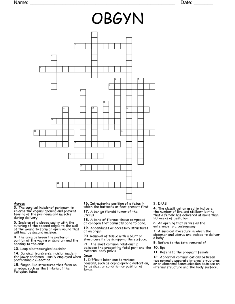 OBGYN Crossword