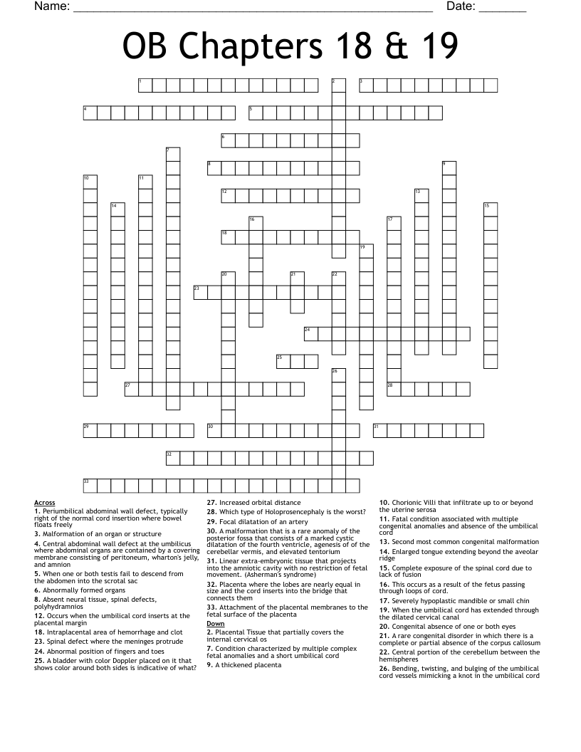 OB Chapters 18 & 19 Crossword