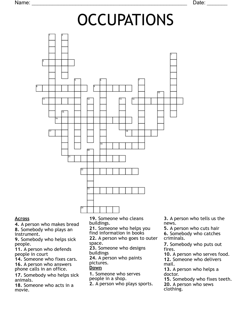 OCCUPATIONS Crossword