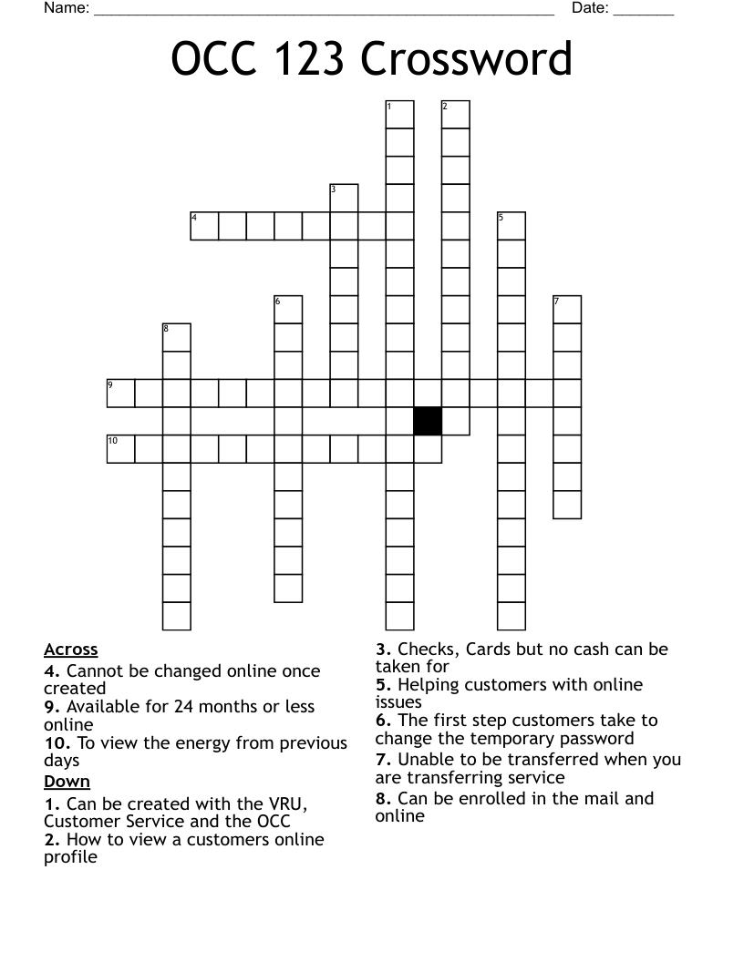 OCC 123 Crossword 