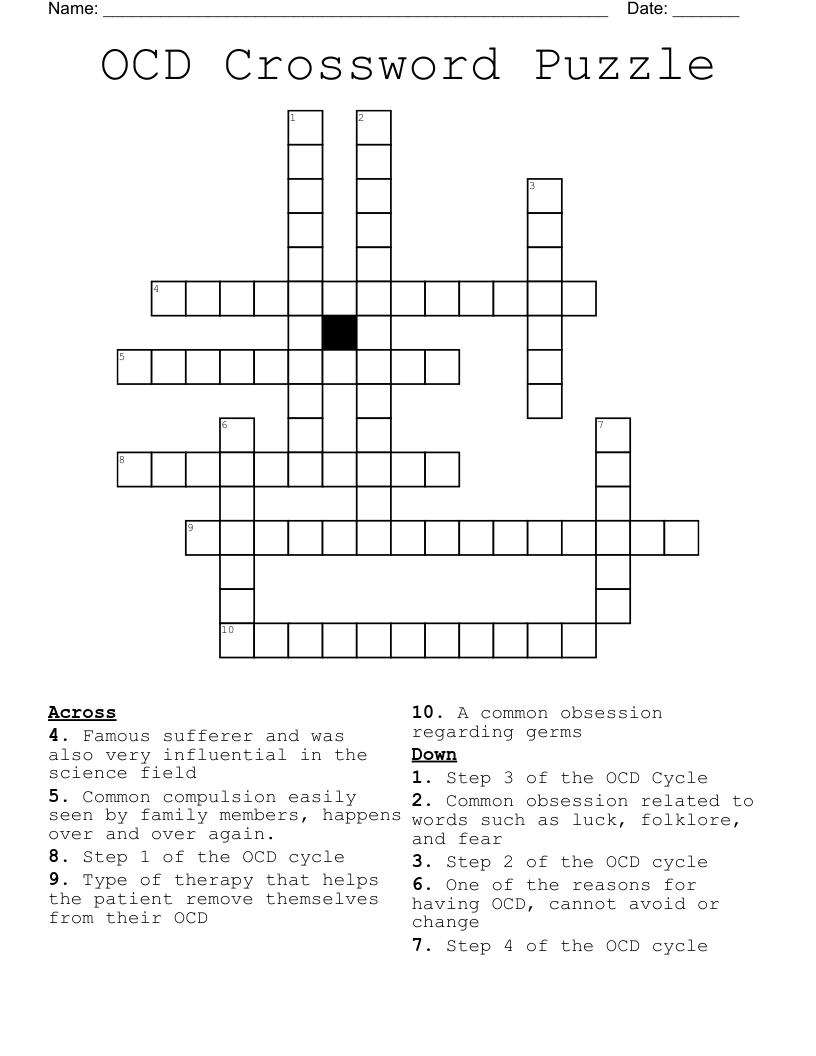 OCD Crossword Puzzle