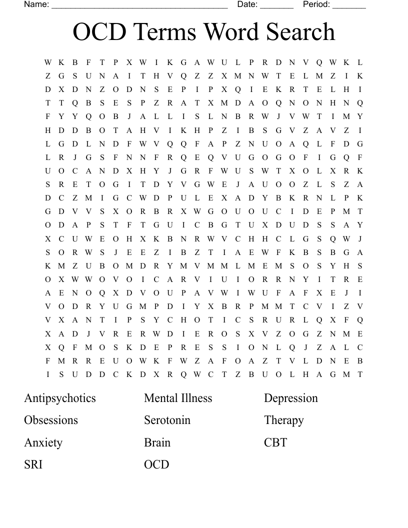 OCD Terms Word Search
