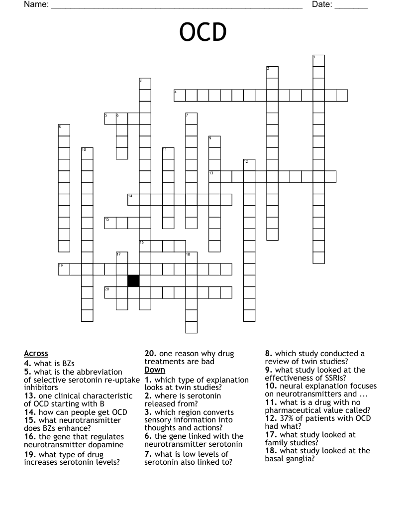 OCD  Crossword